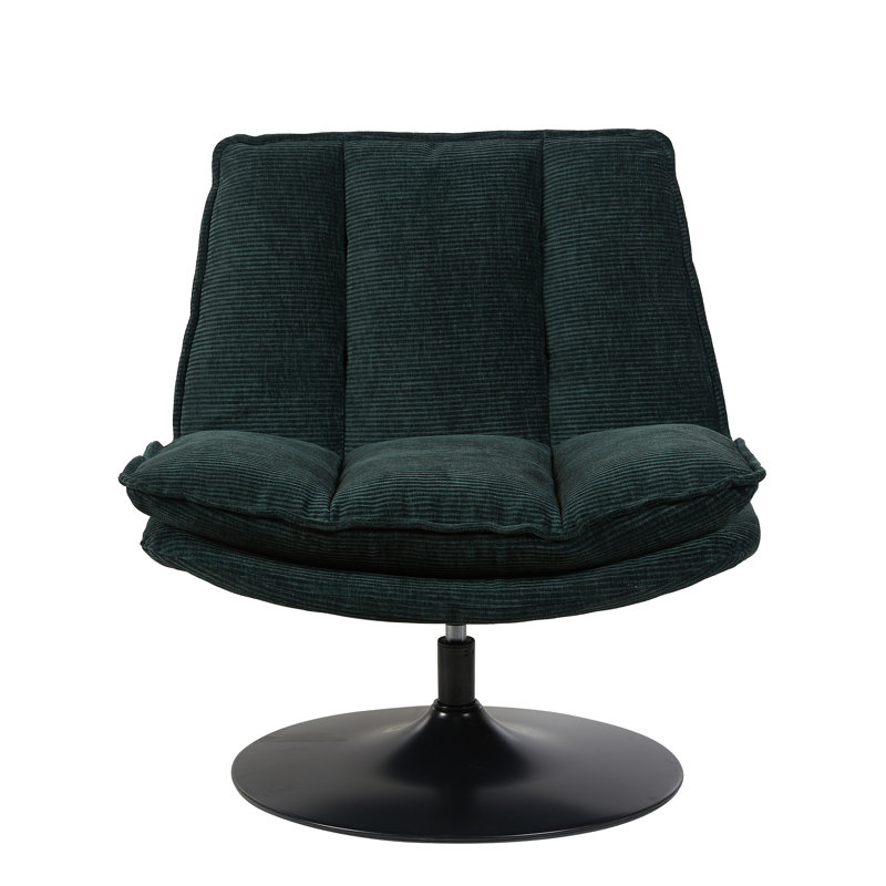 Aleynna Corduroy Upholstered Swivel Accent Chair, Dark Green