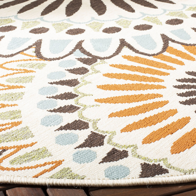 Tapis d'intérieur / extérieur floral Jaskarn Performance, Tapis de couloir 2 pi 3 po x 12 pi
