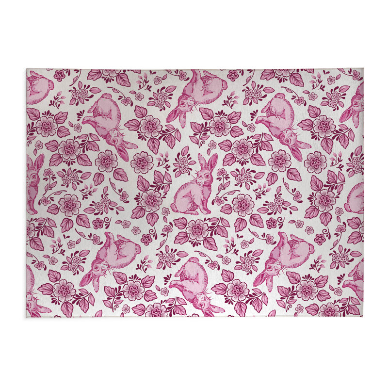 Tapis de cuisine léger Bunny Toile, Rectangle 5 pi x 7 pi, Rose