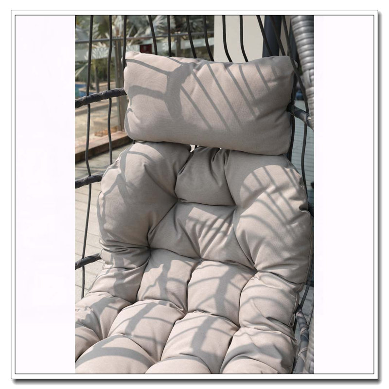 Fauteuil à œufs suspendu en osier avec support, porte-gobelet et garde-corps amovible, beige, Beige