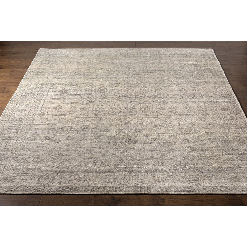 Tapis gris / brun en laine noué à la main Robby, Rectangle 6 pi x 9 pi