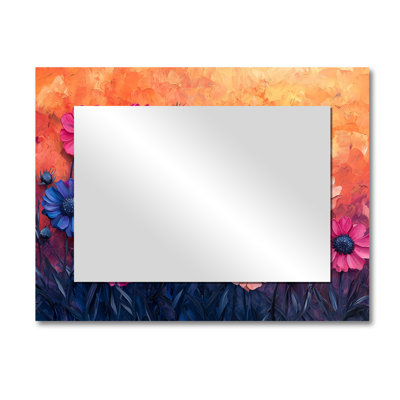 Pop Cornflower In Neon Contrasts Pop Art II - Cornflowers Wall Mirror Art - Printed On Metal