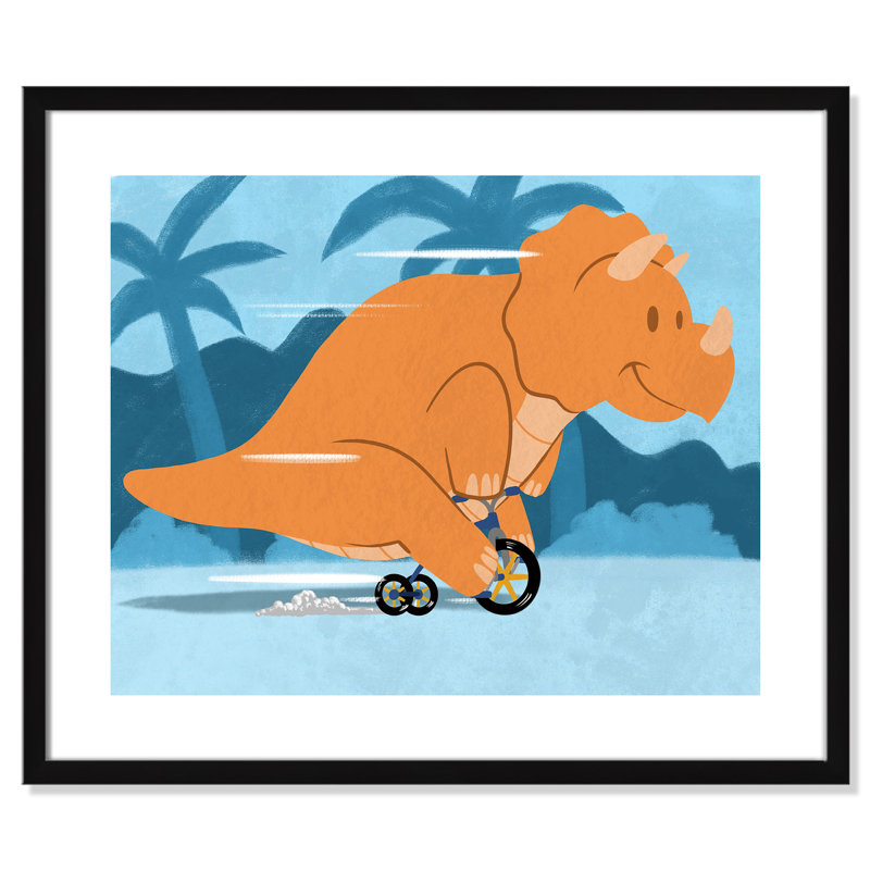 «Riding Dino 2», impression sur papier, H 20,5 po x l 24,5 po x P 1,18 po, Encadré de boîte noir