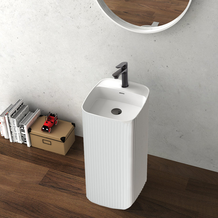 LACAVA Flutti 18'' Solid Surface Rectangular Bathroom Sink with Overflow