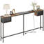 Console Rustic Brown - Table d'entrée étroite avec station de charge et tiroirs de rangement