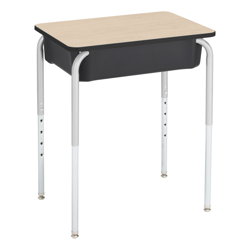 Bureau d'école ouvert à hauteur ajustable avec boîte à livres en plastique (paquet de 2), Brume argentée, Nuuk
