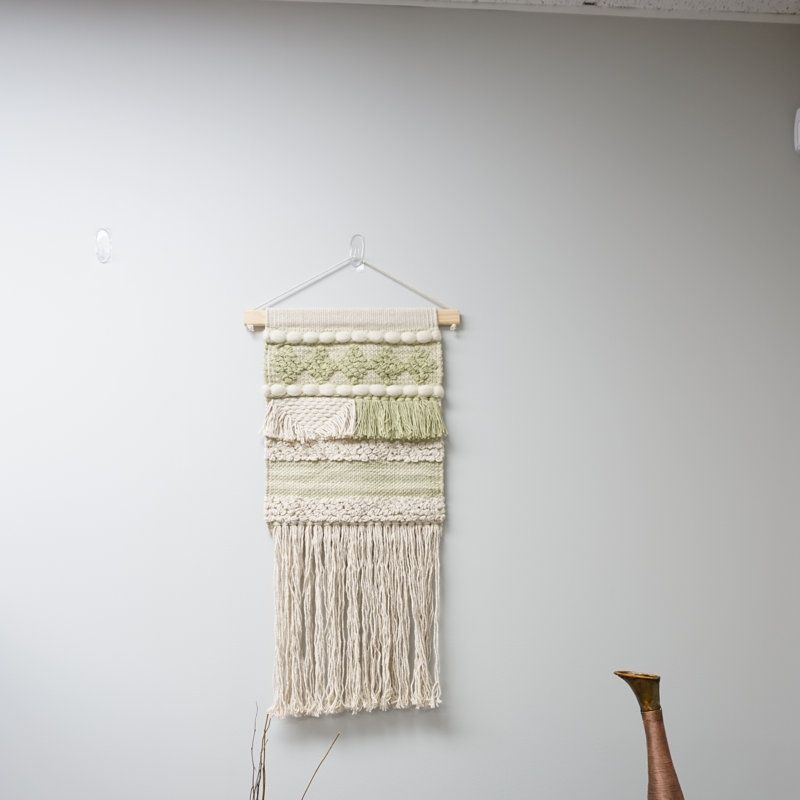 Applique murale en laine et coton macramé avec tringle incluse