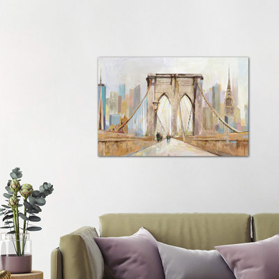 Brooklyn Bridge Walkway by Allison Pearce - Wrapped Canvas Painting