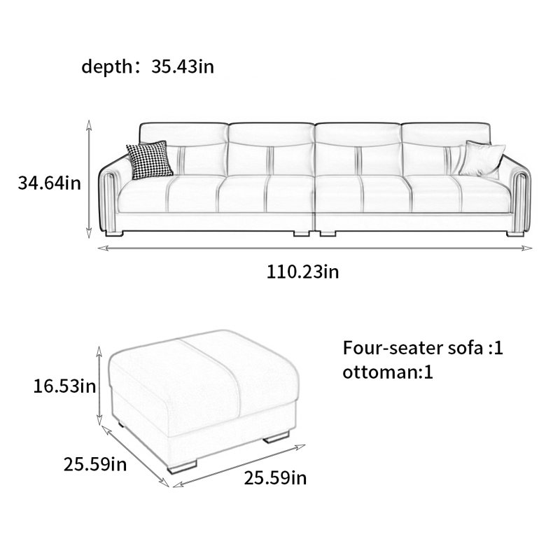 Nordic light luxury straight-row sofa