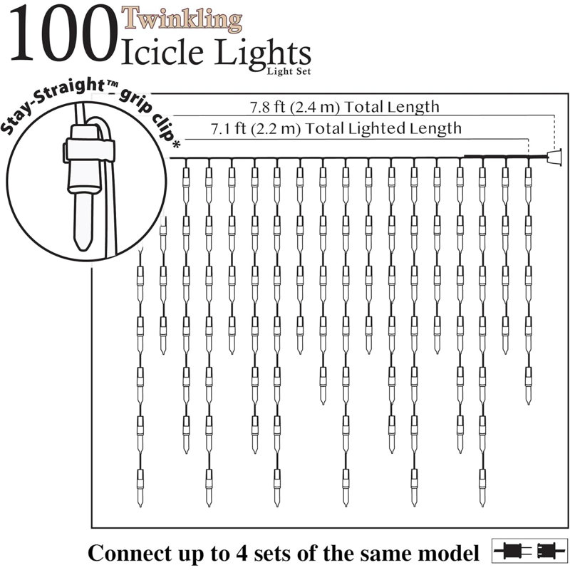 100 Lt Twinkling Icicles