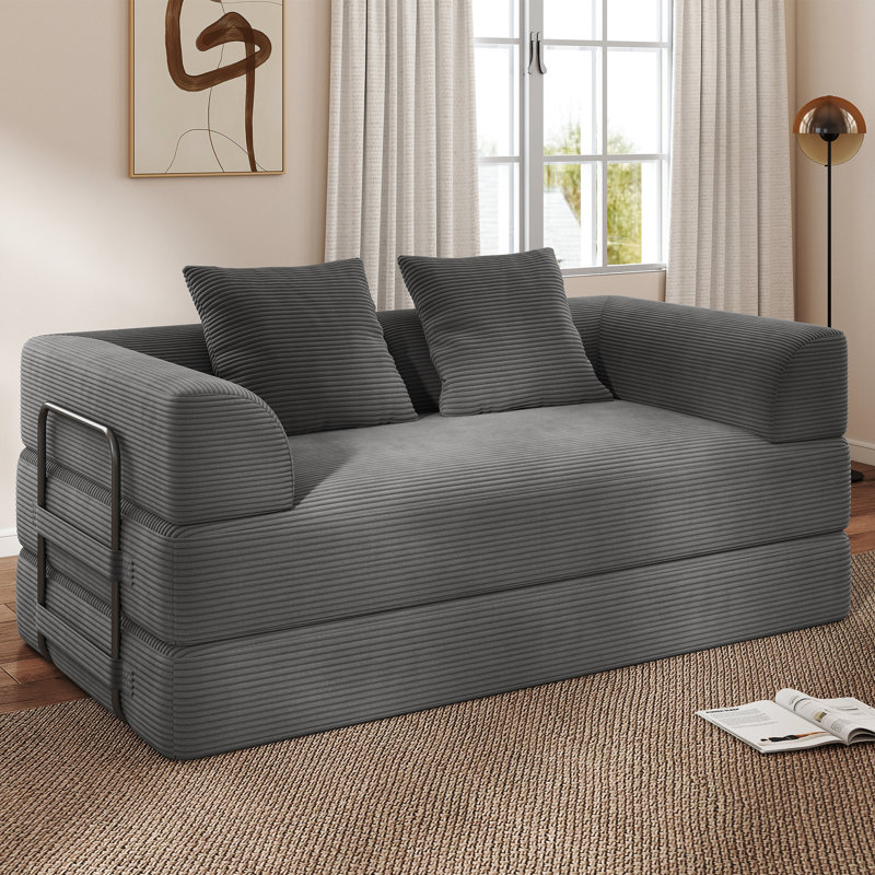 69 po Canapé-lit convertible 69 po avec 2 coussins, Charcoal Gray