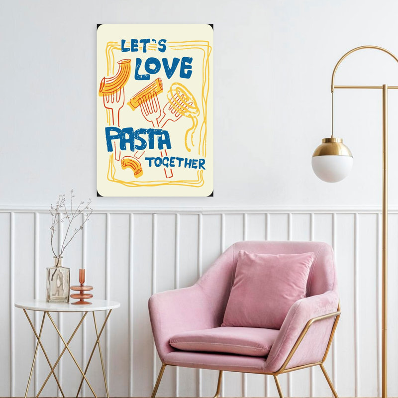 «Love Pasta Together», art mural rétro, H 24 po x l 16 po