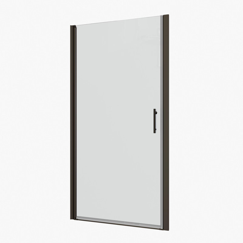 36" W x 72"H Pivot Frameless Swinging Shower Door, Matte Black