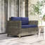 130cm Wide Rectangle Wicker Loveseat with Cushions-39891242
