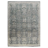 Nuit Arabe Wool Floral Area Rug in Gray