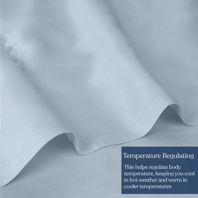 Delara 100% Eucalyptus Lyocell TENCEL™ Cooling Fitted Sheet Set – Soft, Silky & Breathable, Light Blue