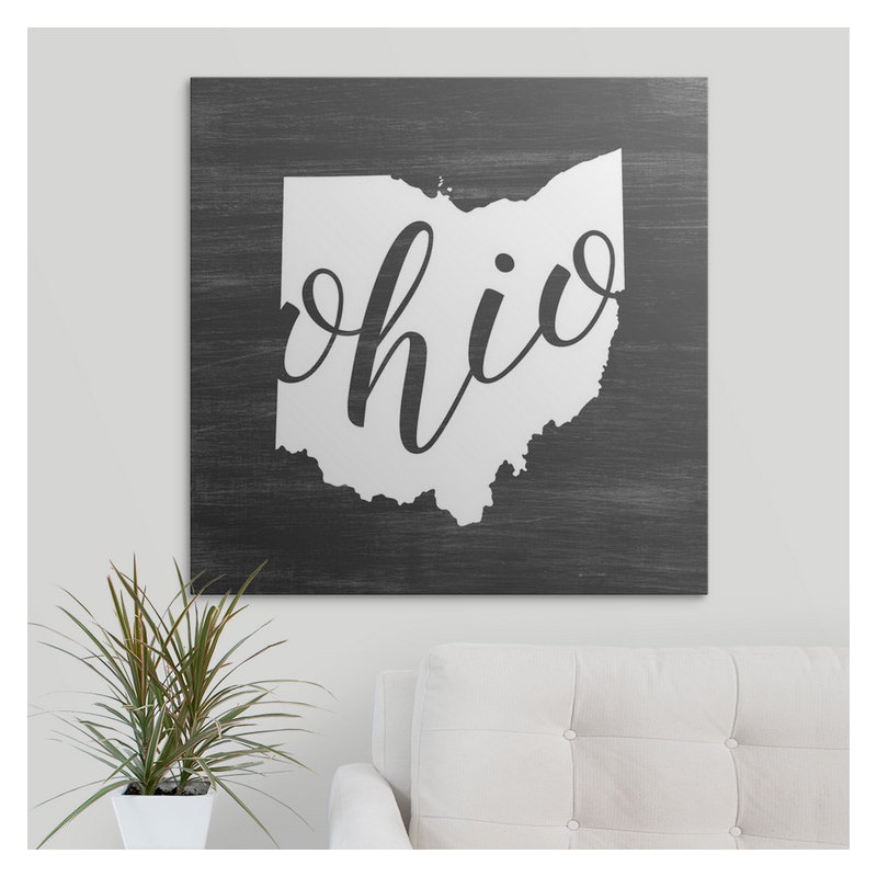 « home state typographie ohio », impression sur cercle intérieur, H 35 po x l 35 po x P 1,5 po, Toile
