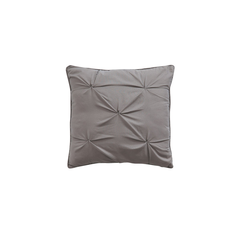 Carmen 3-Piece Pintuck Comforter Set, Gray, King Comforter + 2 Shams + 1 Throw Pillow