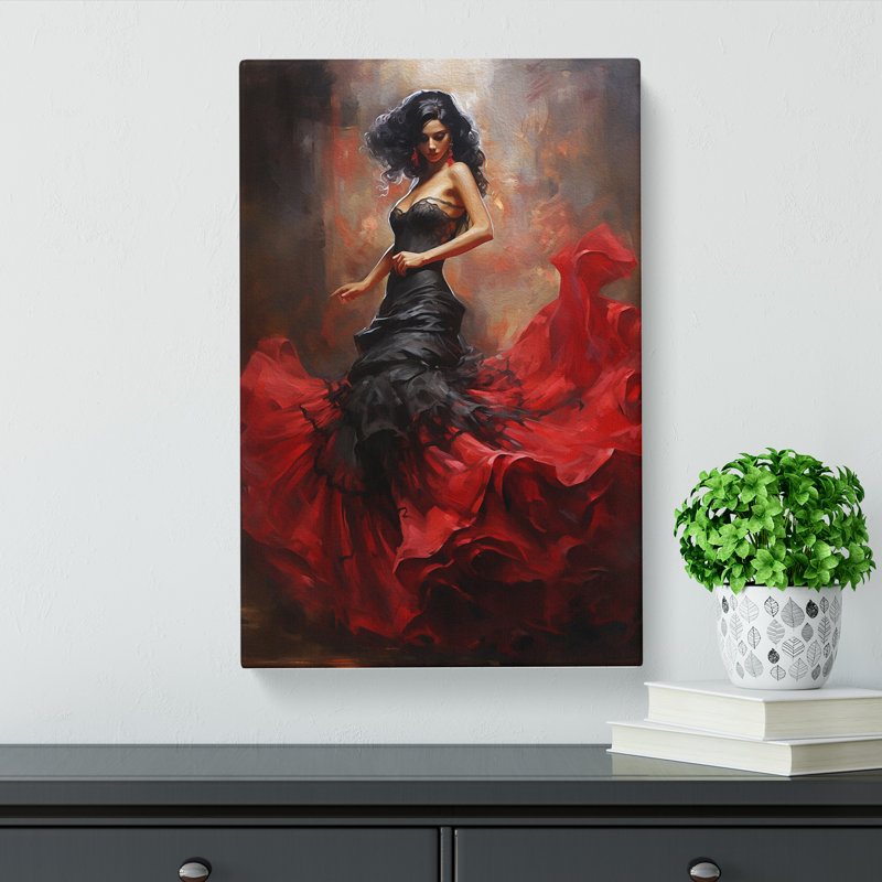 Flamenco Dancer Gothic - Wrapped Canvas Print, 76cm H x 50cm W x 3cm D