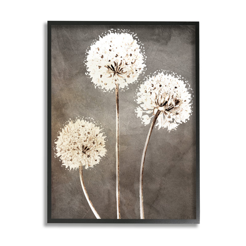 Fluffy Dandelion Plants Wildflower, Giclée encadrée noir minuit, H 14 po x l 11 po x P 1,5 po