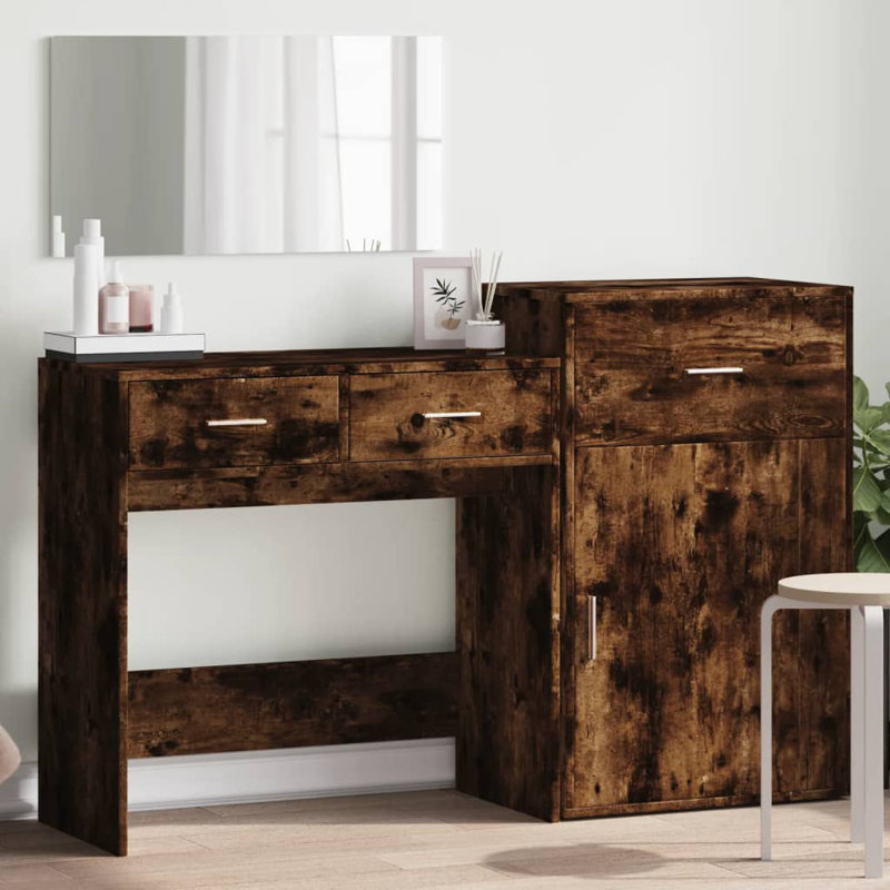 Dressing Table with Mirror, Smoked Oak