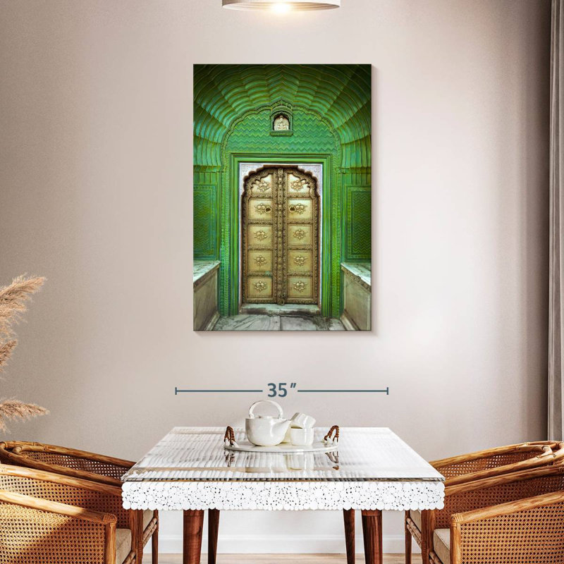 Porte indienne ornée, H 45 po x l 30 po
