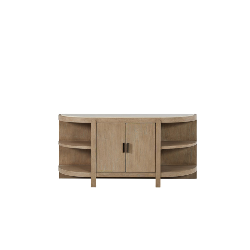 Console courbée à 2 portes avec plateau en marbre
