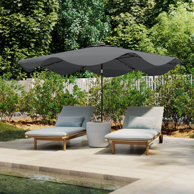 Breane 292cm Lighted Tilt Market Parasol, Dark Grey