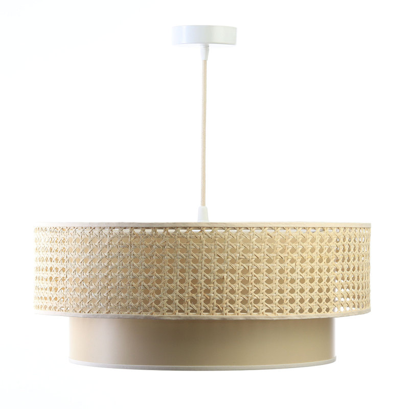 Wampum 1 - Light Cream Drum Pendant, 30cm H x 60cm W x 60cm D
