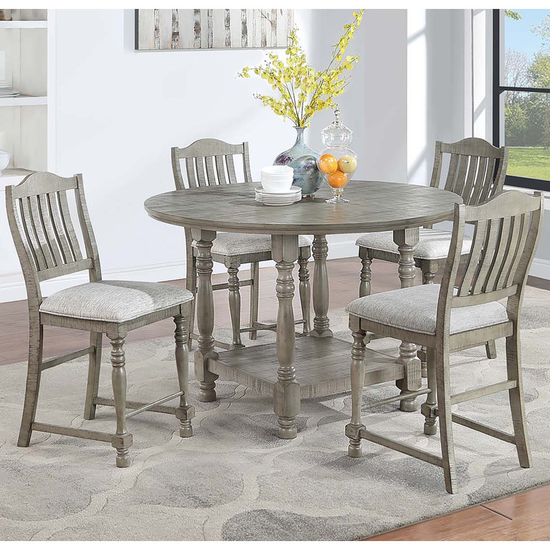Round Wood Counter Height Dining Table