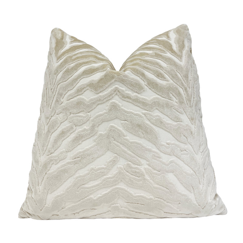Housse de coussin en velours zébré, Olive, H 22 po x l 22 po