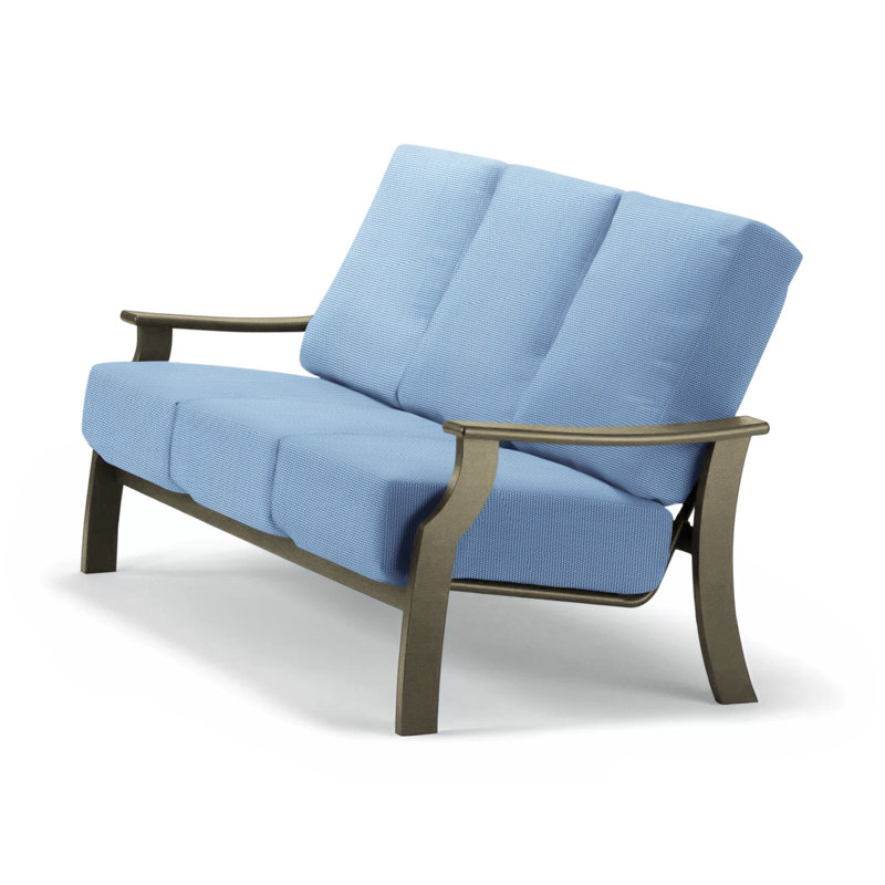 St. Catherine 74'' Wide Patio Sofa with Cushions, Canvas Air Blue Sunbrella® Canvas, Beachwood
