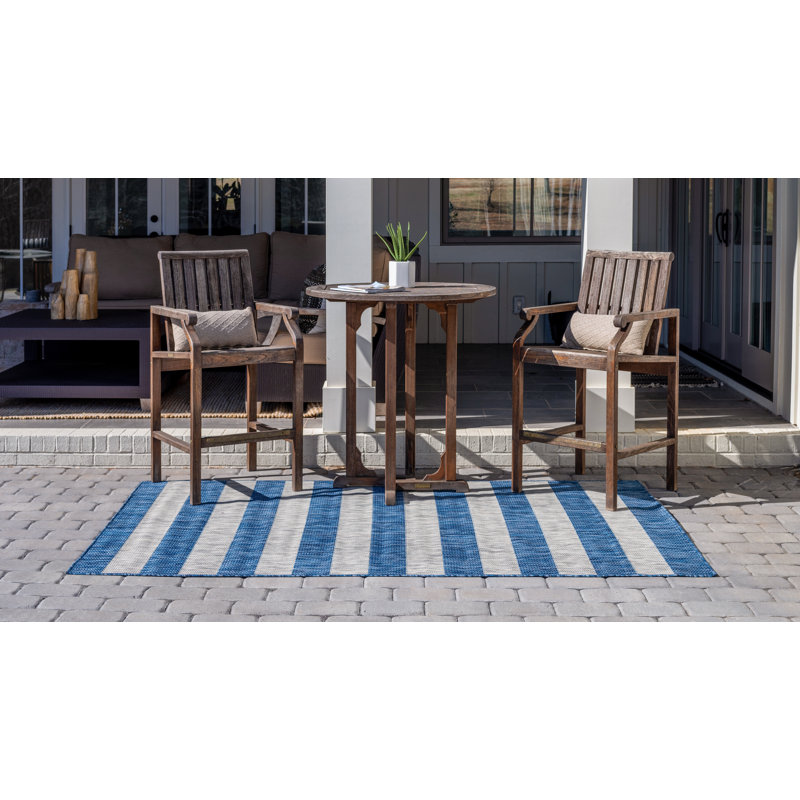Simoes Striped Indoor / Outdoor Rug, Rectangle 8' x 11'4"