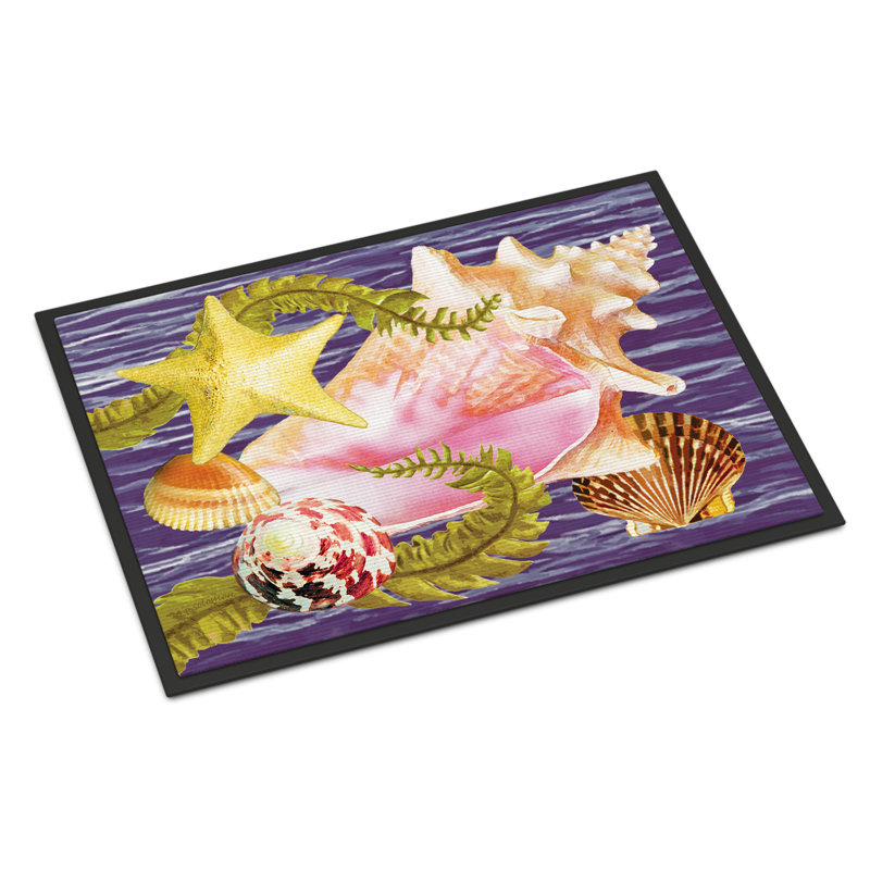 Tapis d'entrée antidérapant Insta, Conque et étoile de mer, 18" W x 27" L