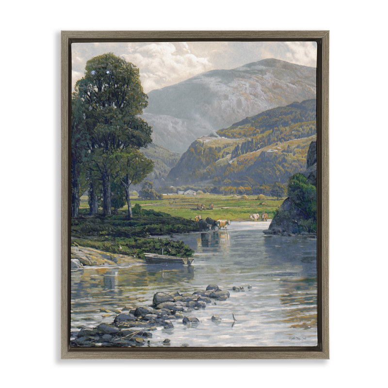 Art mural avec toile flottante Pebbled Creek par Stellar Design Studio, Cadre flottant orme Montalcino, H 31 po x l 25 po