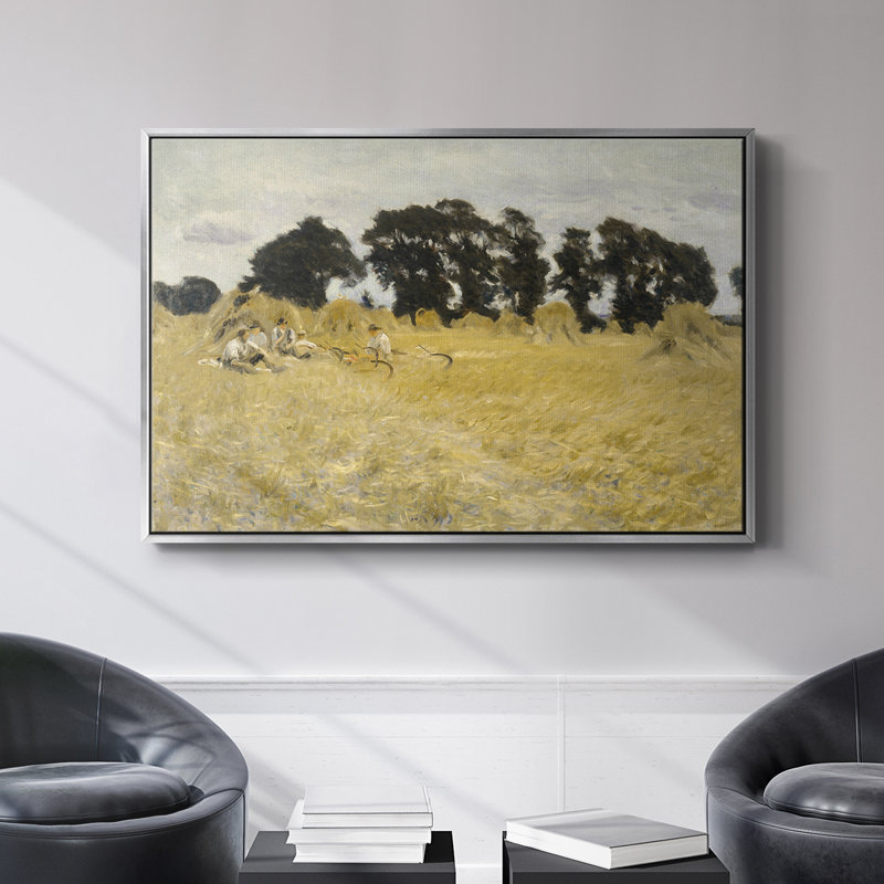 Paysage rétro -DCCLII, Toile naturelle avec cadre flottant, H 27 po x l 41 po x P 2 po