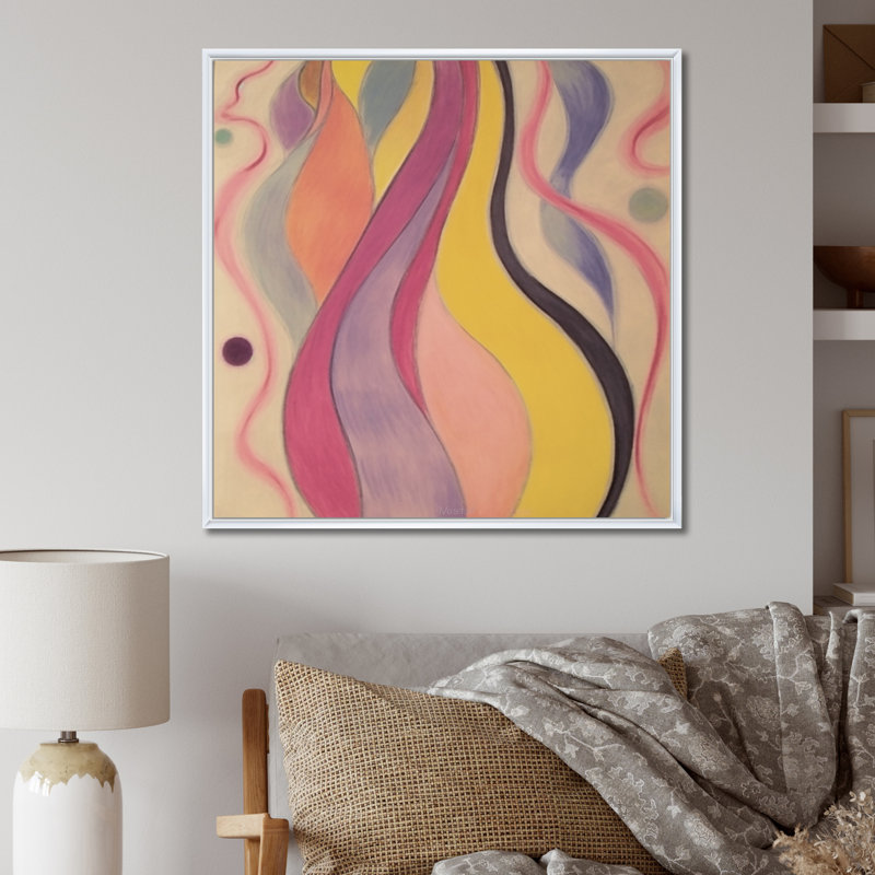 «Shadow Dance» jaune et rose, Illustration rétro I, reproduction d'art sur toile, H 16 po x l 16 po x P 1 po