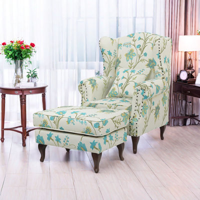 Tayma Upholstered Accent Chair with Ottoman