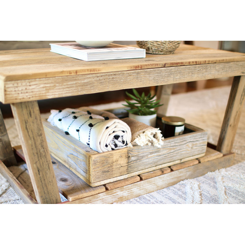 Plateau en bois récupéré - 20 x 17 x 4 | Catchall profond en bois rustique pour tables basses ou repose-pieds