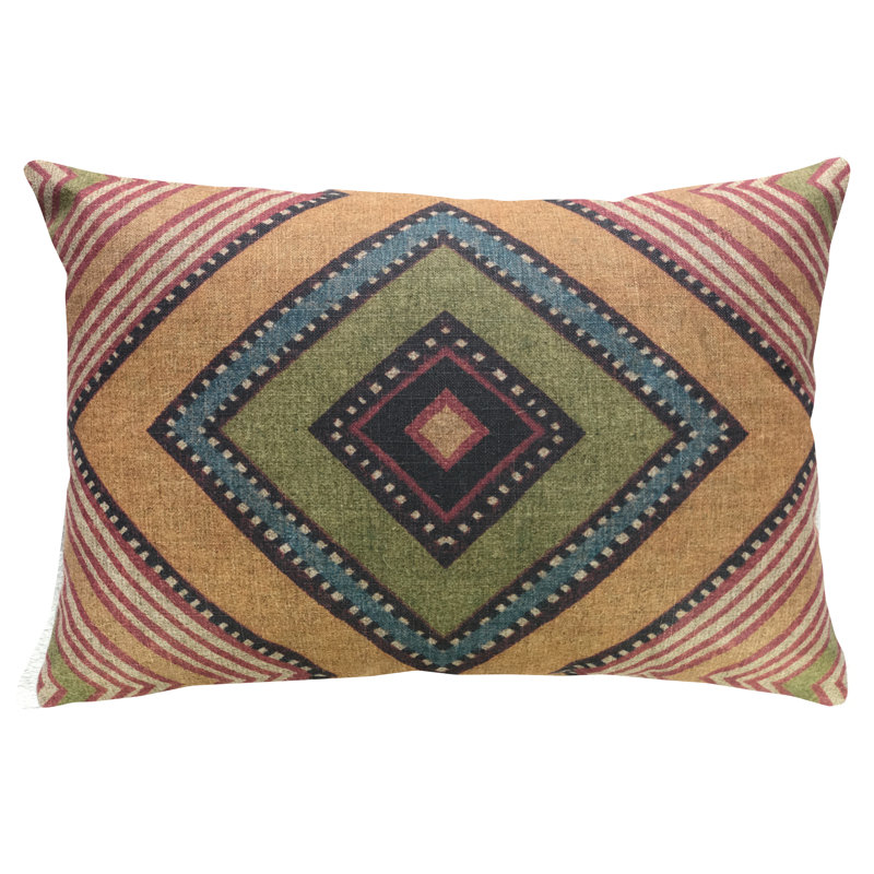 Global Geometric Linen Reversible Throw Pillow