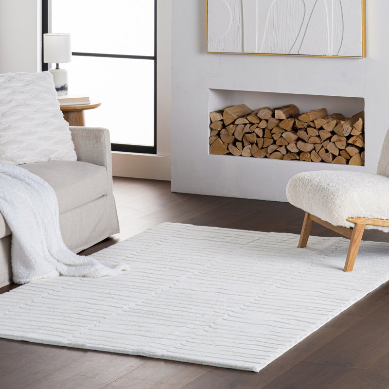  Tapis lavable Nivella, White, Rectangle de 5 pi x 8 pi