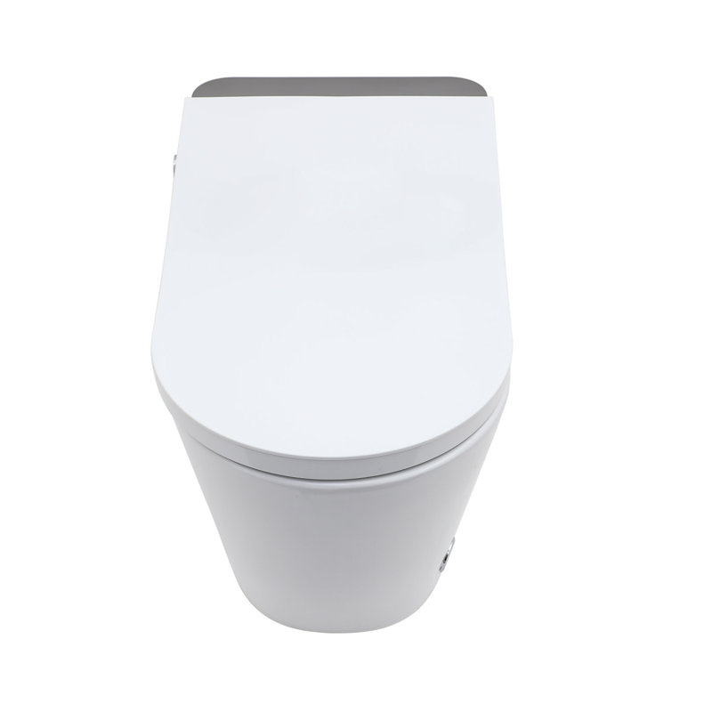 Toilette intelligente avec bidet intégré, ouverture et fermeture automatiques, siège chauffant allongé, capteur de pied encastré, affichage DEL, lavage à l'eau chaude, sécheuse, veilleuse