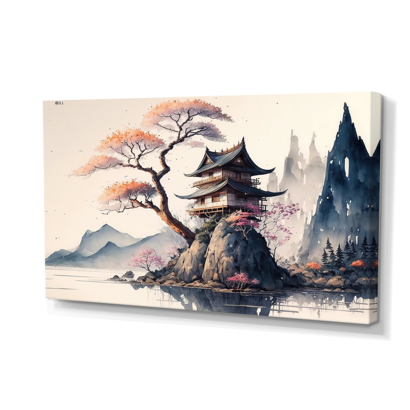 Aquarelle, paysage japonais II - art mural moderne sur toile