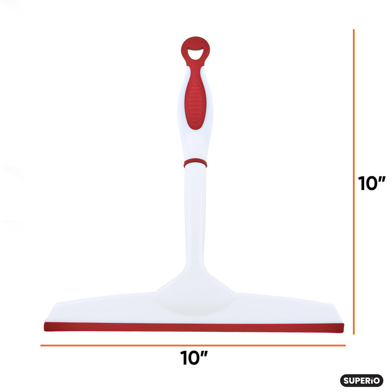 Raclette en caoutchouc Superio, raclette pour fenêtre tout usage sans traces, poignée Comfort Grip et crochet de suspension (rouge, paquet de 2 de 10 po)