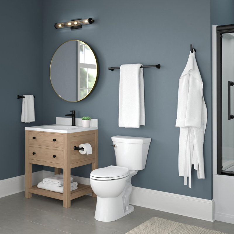 Galeon 24 in. Wall Mount Towel Bar Bath Hardware Accessory, Black