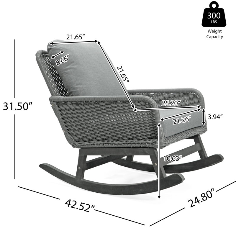 Siège berçant Modern Elegance en beige avec assise confortable et base coussins en bois, Gris pâle / gris