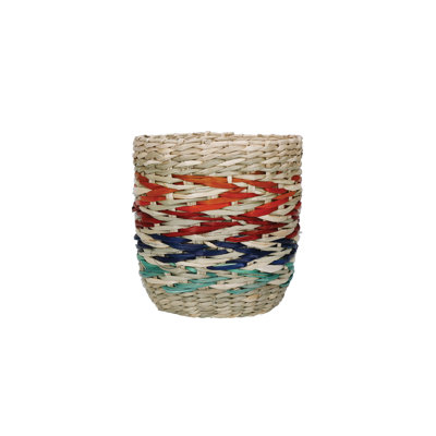 KitchenCraft Seagrass Plant Basket, Rainbow Striped Design
