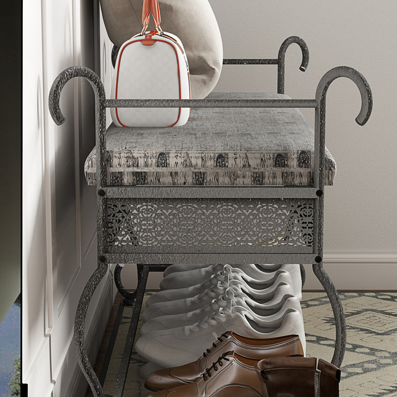 Banc à chaussures, banc industriel, étagère à chaussures rustique avec tablette