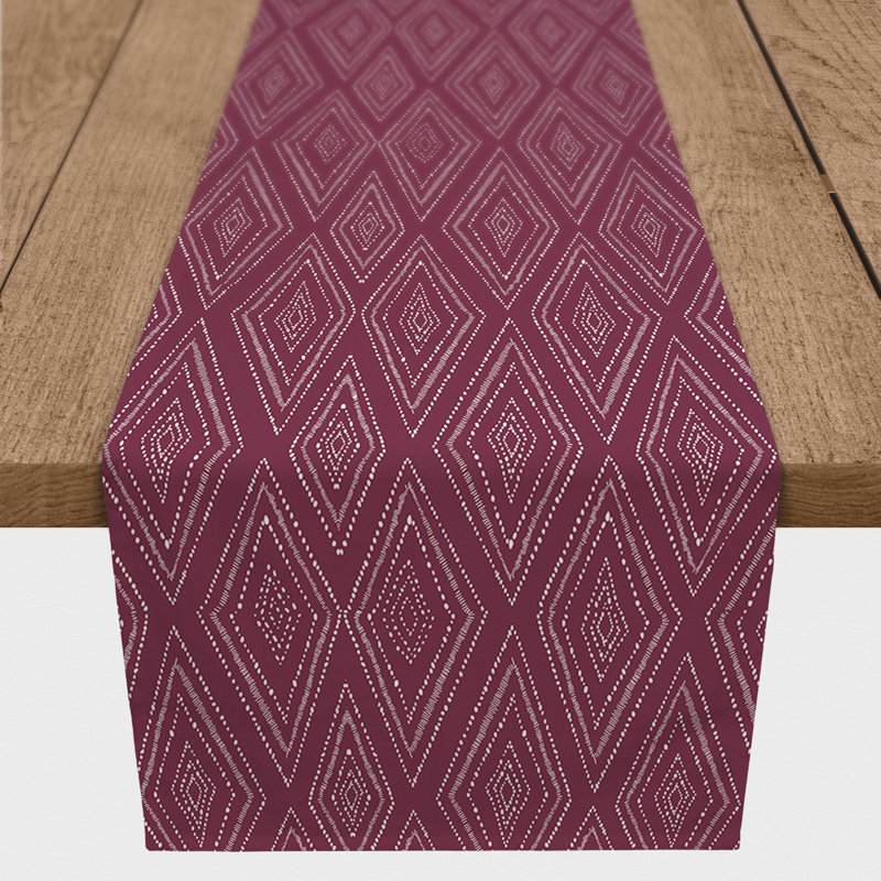 Collynn Rectangle Geometric Polyester Table Runner, Purple, 72" x 16"