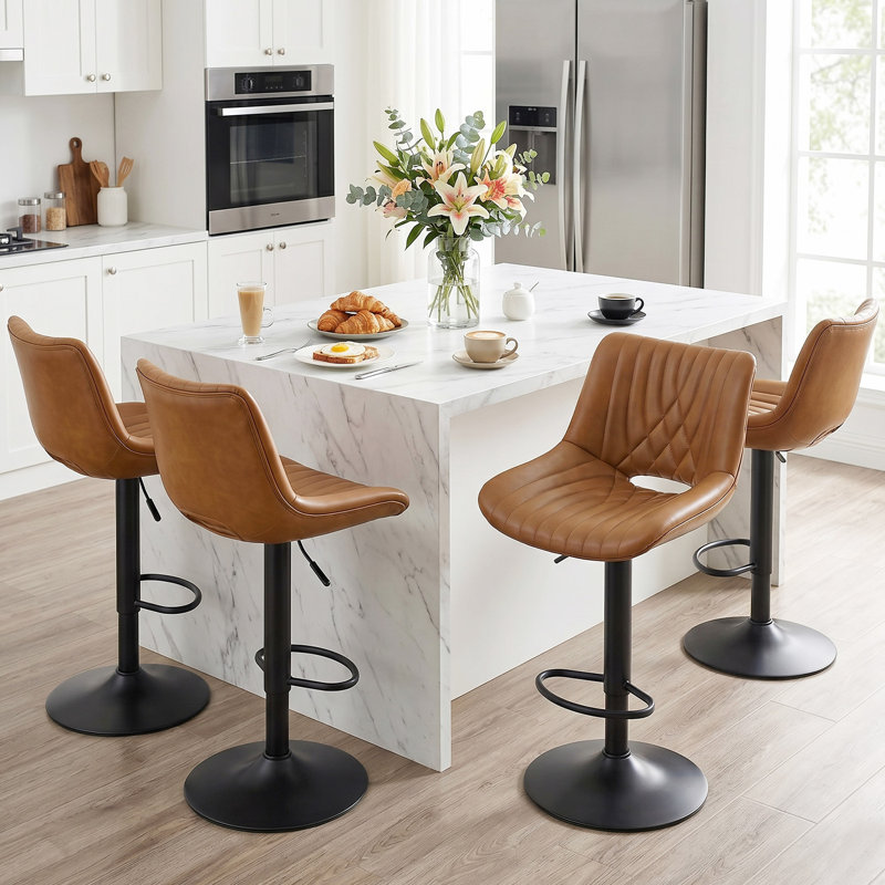 Tabourets de comptoir pivotants réglables avec dossier, Walnut